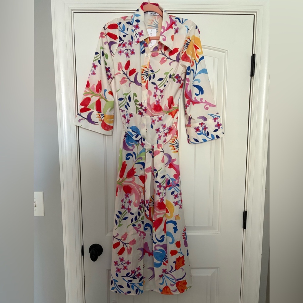 Mimi Seabrook Red and Blue 3/4 Bell Sleeve Sundress
